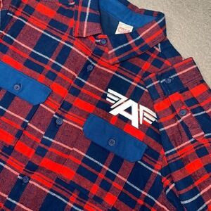 NWT Disney Marvel Captain America Shacket Men's Sz L Red Plaid Flannel Button Up